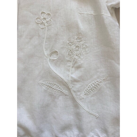 Vtg John Paul Richard Linen Shirt 3X Embroidered Short Sleeve Button Boxy Top - Picture 6 of 12